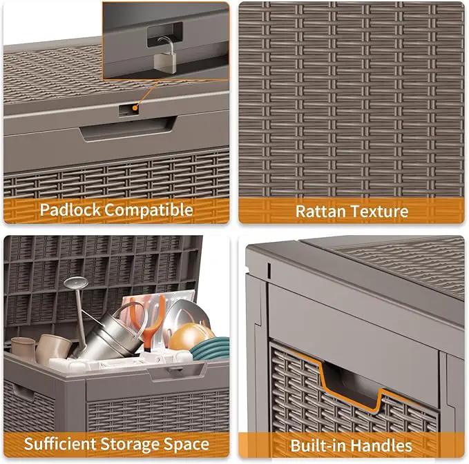30 Gallon Resin Deck Box, Lockable Patio Outdoor Storage Box for Furniture, Garden Tools and Tools Storage, Waterproof Outside Storage Boxes - Grey by GreenHaven Gardens
