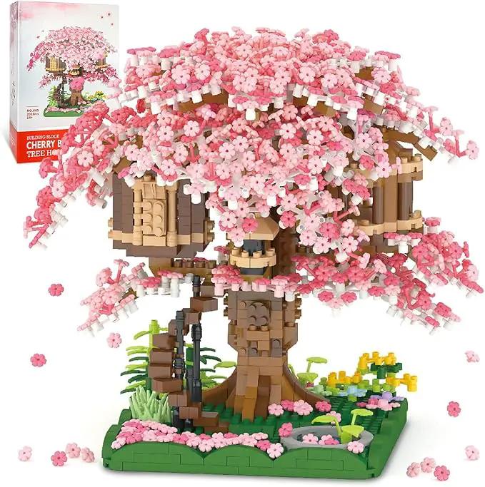 Cherry Blossom Bonsai Tree Mini Micro Building Set, Japanese Sakura Tree House Model Sets for Adults, Flowers House Mini Bricks Building Kit, Creative Gift Toys for Kids 12-14 (2028PCS) by GreenHaven Gardens