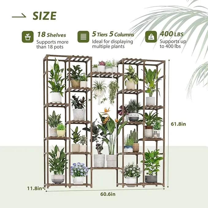 Plant Stand Indoor Tall Hanging Plant Shelf 16 Tiers Large Outdoor Plant Rack for Multiple Plants Wood Plant Holder for Living Room Garden Balcony by GreenHaven Gardens