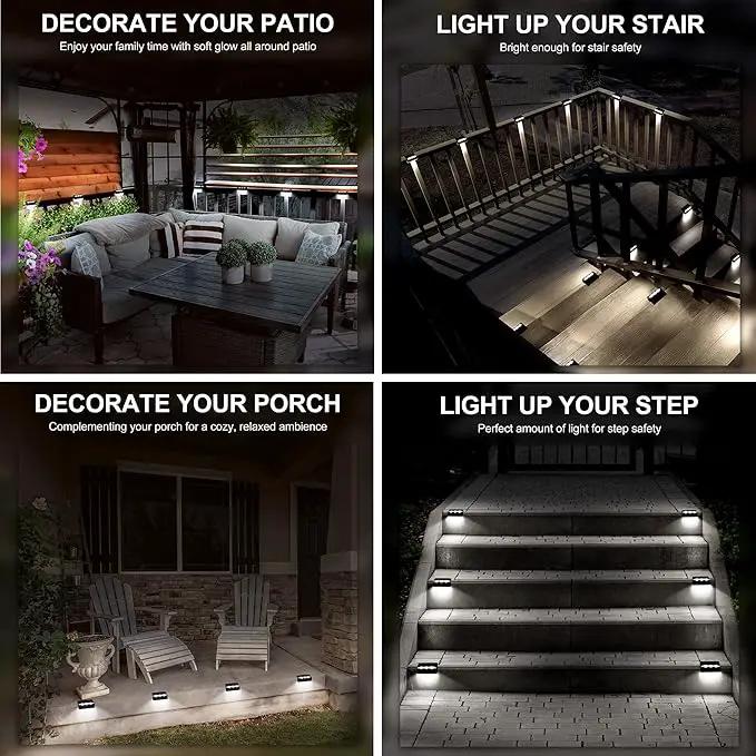 SOLPEX Solar Fence Lights, 6 LEDs Solar Lights Outdoor Waterproof Solar Powered for Deck, Stair, Front Porch, Balcony, Walkway, Garden, Yard, Patio, Pool Decor, IP65 Waterproof (4 Pack, Cold White) by GreenHaven Gardens