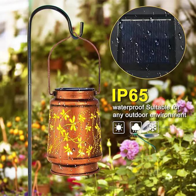 Dragonfly Solar Lanterns Outdoor Hanging, Hollowed-Out Metal Waterproof LED Garden Decor Light for Patio Yard Pathway Lawn Front Porch Tree, Christmas Thanksgiving Birthday Gifts for Women Mom Grandma by GreenHaven Gardens