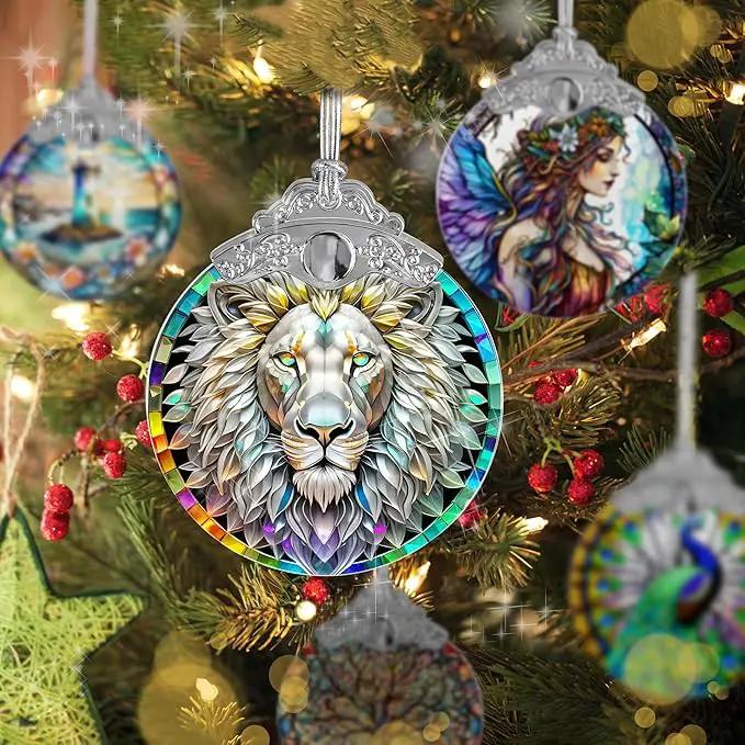 Stained Glass Suncatcher, Jocidea Lion Ornament, Christmas Ornaments, Holidays Ornaments, Christmas Tree Decor, Lion Decor for Home, Lion Gifts by GreenHaven Gardens