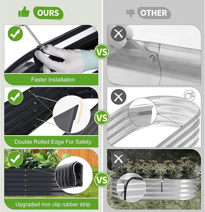 Galvanized Raised Garden Bed Outdoor- Raised Beds for Gardening| Metal Planter Box, Steel Raised Garden Bed Kit with Safety Edging and Gloves for Vegetables, Flower, Herbs (6x2x1.4FT, Gray) by GreenHaven Gardens