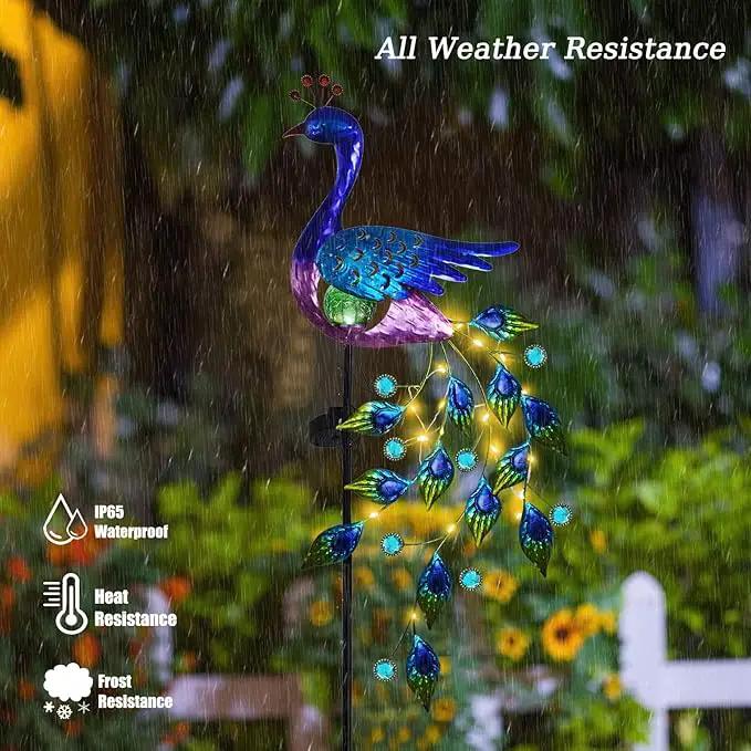 DREAMSOUL Peacock Solar Garden Lights Outdoor Decorative Stake, Waterproof Metal Peacock Garden Decor Solar Powered Landscape LED Path Lights Walkway Patio Decoration Lawn Ornament Christmas Gifts by GreenHaven Gardens