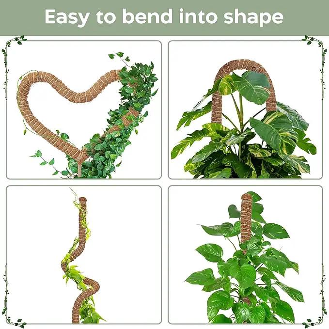 2 Pack 28'' Bendable Moss Pole Monstera Plant Support for Climbing Indoor Plants - Stakes for Potted Climbers - Tall Sticks Indoor Trellis for Houseplants - Accessories for Monstera Pot by GreenHaven Gardens