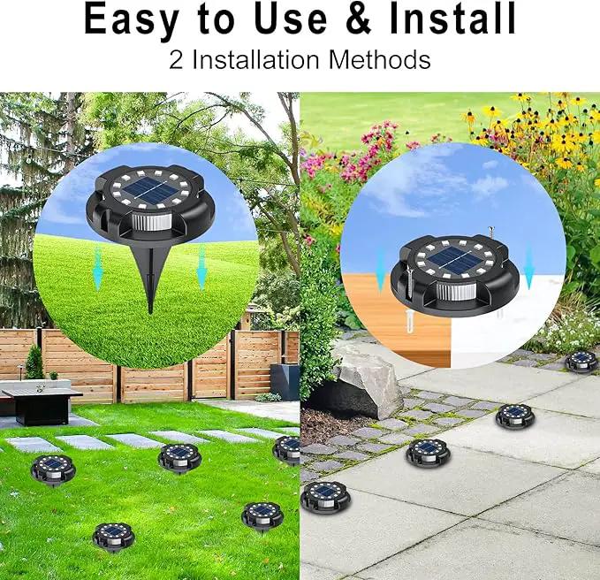 Solar Pathway Lights Outdoor 12 Packs, Bright Blue 16 LEDs Solar Ground Lights Walkway Lights with Side Light, Waterproof Solar Deck Light for Yard Walkway Garden Poolside Driveway Decorations by GreenHaven Gardens