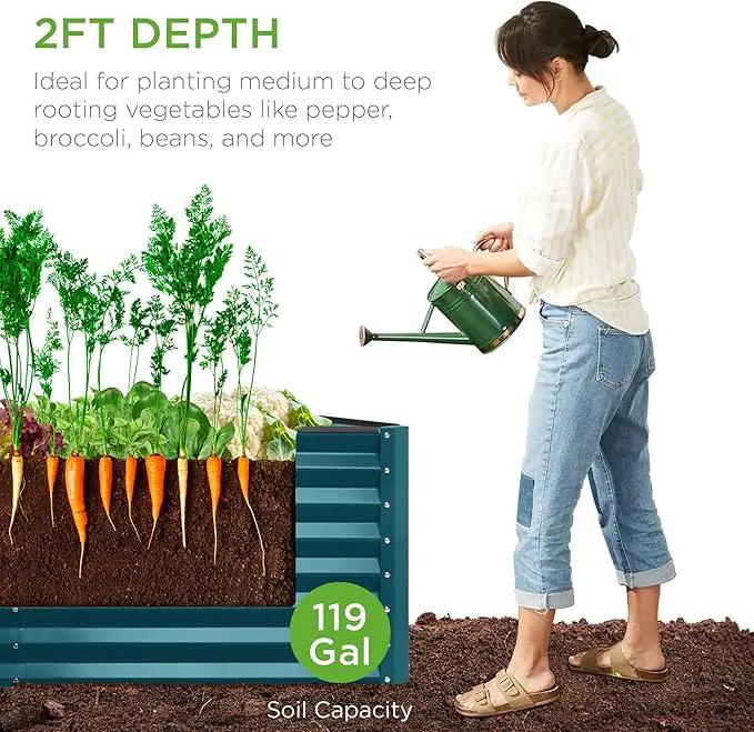 Best Choice Products 4x2x2ft Outdoor Metal Raised Garden Bed, Deep Root Planter Box for Vegetables, Flowers, Herbs, and Succulents w/ 119 Gallon Capacity - Peacock Blue by GreenHaven Gardens