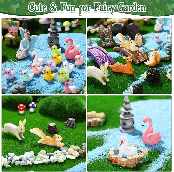 120 Pieces Garden Kit Accessories Garden Animals Miniatures Fairies Miniature Figurines Micro Landscape Ornaments DIY Kit for Outdoor Yard Lawn by GreenHaven Gardens
