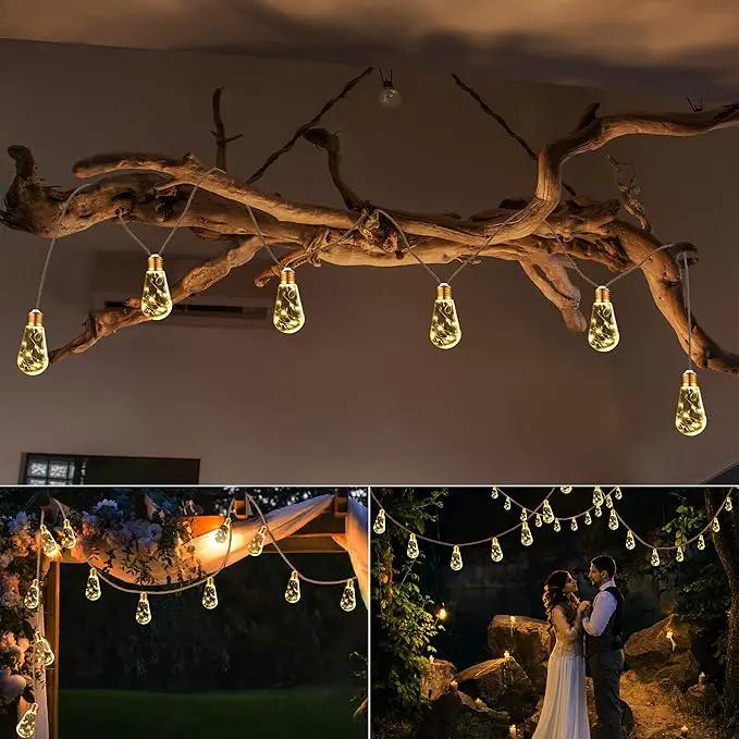 Solar Outdoor String Lights, 20Ft Vintage Rope Hemp Solar Patio Lights, Waterproof Warm White Solar Powered String Lights With 8 Modes 16 Shatterproof Bulbs for Garden Fence Stairs Balcony Café Bistro by GreenHaven Gardens