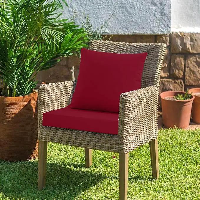 24x24 Inch Outdoor Cushions for Patio Furniture, Waterproof Outdoor Chair Cushions w/Fade-Resistant, Removable & Machine-Washable Covers, Deep Seat Sofa/Couch Pad Replacement – Set of 1/2/4, Burgundy by GreenHaven Gardens