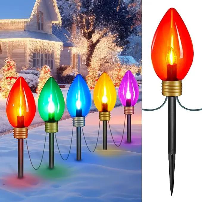 Minetom 11Feet 5 LED Super Jumbo Christmas String Lights or Pathway Marker Lights, Outdoor Xmas Decorations- Jumbo C9 Hanging Lights Waterproof Lawn Dec for Holiday Home Tree Roof Yard Garden by GreenHaven Gardens