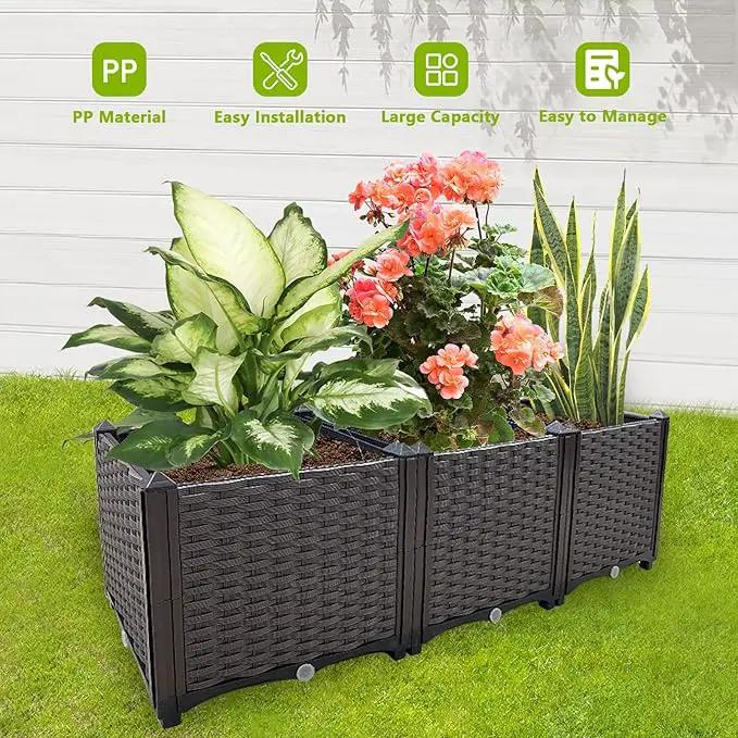 Raised Garden Bed Large Planters for Outdoor Plants Deepened Plant pots Planter Box Elevated Garden Patio Balcony Deck to Planting Flowers Vegetables Tomato and Herbs by GreenHaven Gardens