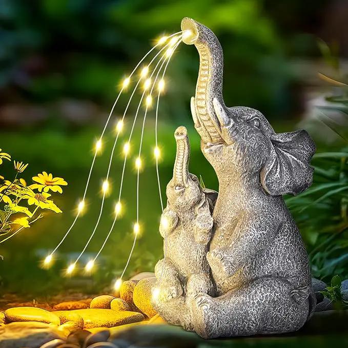 GIGALUMI Solar Garden Outdoor Statues for Women, Mom, Grandma. Elephant Figurine Housewarming and Birthday Gifts Outdoor Statue Light Decor Ornament for Backyard, Patio, Balcony, Lawn, Pond by GreenHaven Gardens