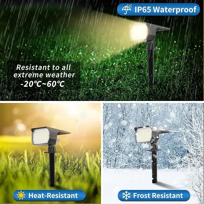 Solar Spot Lights Outdoor Waterproof IP65, 12 Pack Landscape Spotlights with 46 LEDs, 3 Modes Auto On/Off Solar Powered Flood Lights for Outside Pathway, Yard, Garden, Walkway (Warm White) by GreenHaven Gardens