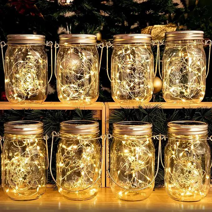 HXWEIYE 8 Pack Solar Mason Jar Lights Lanterns,Jars & Hangers Included，30LED Waterproof Hanging Outdoor Fairy Lights for Patio Garden Porch Yard Backyard Balcony Wedding(Warm White) by GreenHaven Gardens