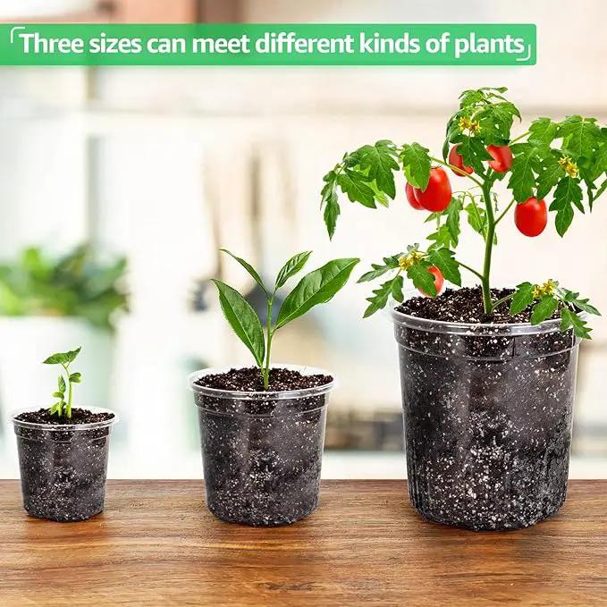 30 Packs 6.7/5/4 Inch Reinforced Clear Nursery Pots with Drainage Hole, Transparent Variety Pack Plastic Plant Pot Seedling Planter Seed Starter Flower by GreenHaven Gardens