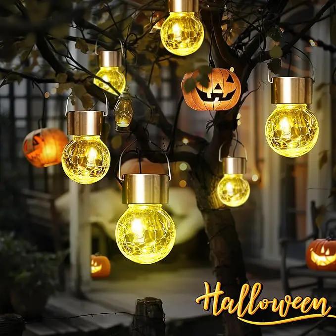 GIGALUMI 8 Pack Solar Outdoor Lights, Solar Hanging Lights for Christmas Decoration-Cracked Glass Solar Lights Outdoor Waterproof for Garden, Yard, Fence, Tree（Warm White） by GreenHaven Gardens