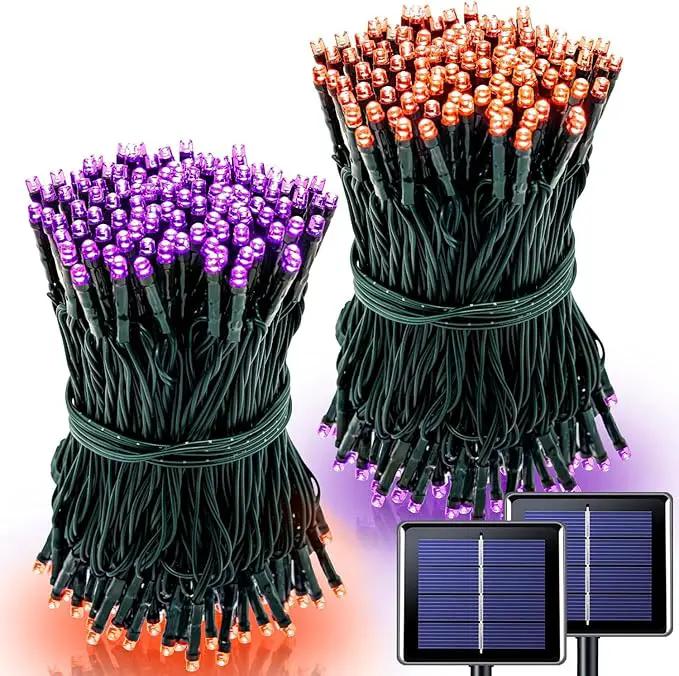 2 Pack Orange and Purple Halloween Lights, Total 151ft 400 LED Halloween Solar Lights Outdoor,8 Modes Solar String Lights Outdoor Waterproof by GreenHaven Gardens