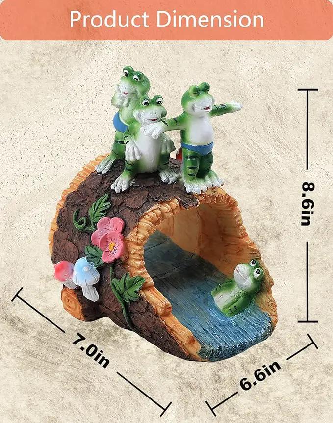 Gardener Frog Gutter Downspout Extension & Statue, Green Granite Frog Guardian, 3 x 4" Downspout Splash Block Extender by GreenHaven Gardens