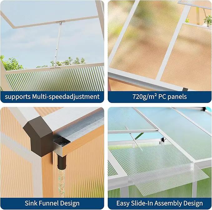 8 x 10 FT Greenhouse, Greenhouses for Outside, Polycarbonate Greenhouse with Aluminum Frame, Lockable Door and Ajustable Roof Vent for Backyard, Green Houses for Outside Garden Backyard, Patio by GreenHaven Gardens