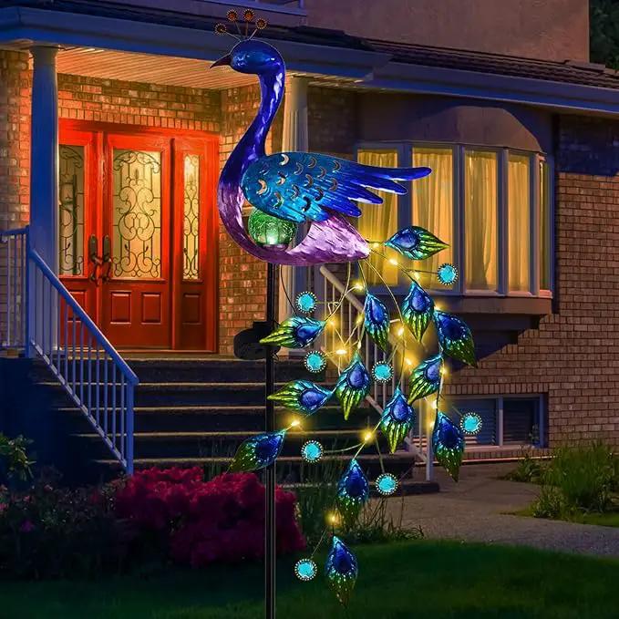 DREAMSOUL Peacock Solar Garden Lights Outdoor Decorative Stake, Waterproof Metal Peacock Garden Decor Solar Powered Landscape LED Path Lights Walkway Patio Decoration Lawn Ornament Christmas Gifts by GreenHaven Gardens