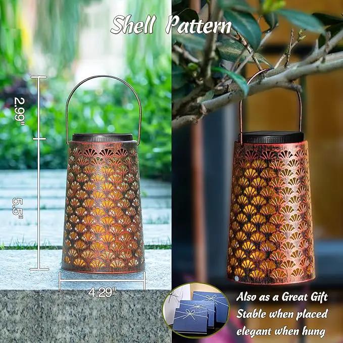 Shell Solar Lanterns Outdoor Waterproof Hanging Solar Lights ,Warm and Cool Light for Garden Porch Path Deck and Balcony Decoration, LED Lanterns as Gifts for Women and Children by GreenHaven Gardens