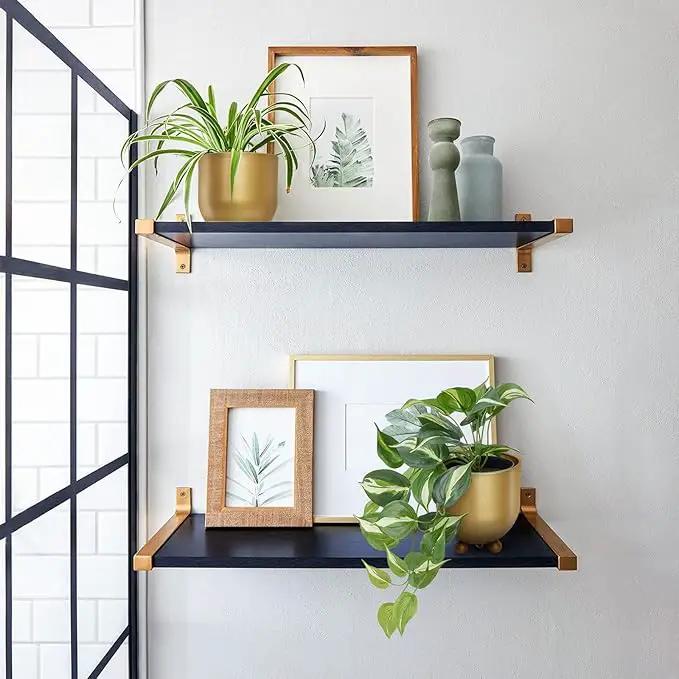 AceList Boho Gold Metal Hanging Planters, Set of 2 with Hooks & Chains - Versatile Wall & Ceiling Plant Hangers for Indoor/Outdoor Décor by GreenHaven Gardens
