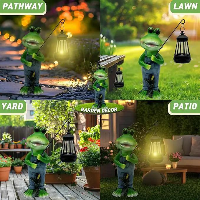 Solar Lantern Garden Statues Decor, Outdoor Frog Figurine Lights for Yard Patio Decoration - Unique Christmas Housewarming Gift for Grandma Wowen Mom by GreenHaven Gardens
