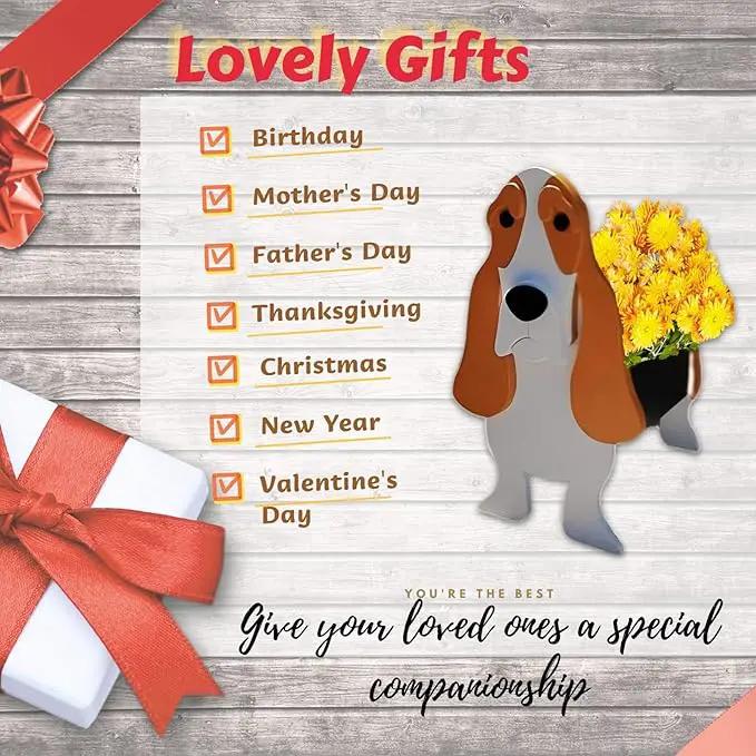 Basset Hound Dog Planter Plant Pots,Cute Garden Dog Flower Planter,Dog Planters Birthday Gifts for Women,Office,Indoor/Outdoor Decor（9.45 * 8.54 * 13.23in） by GreenHaven Gardens