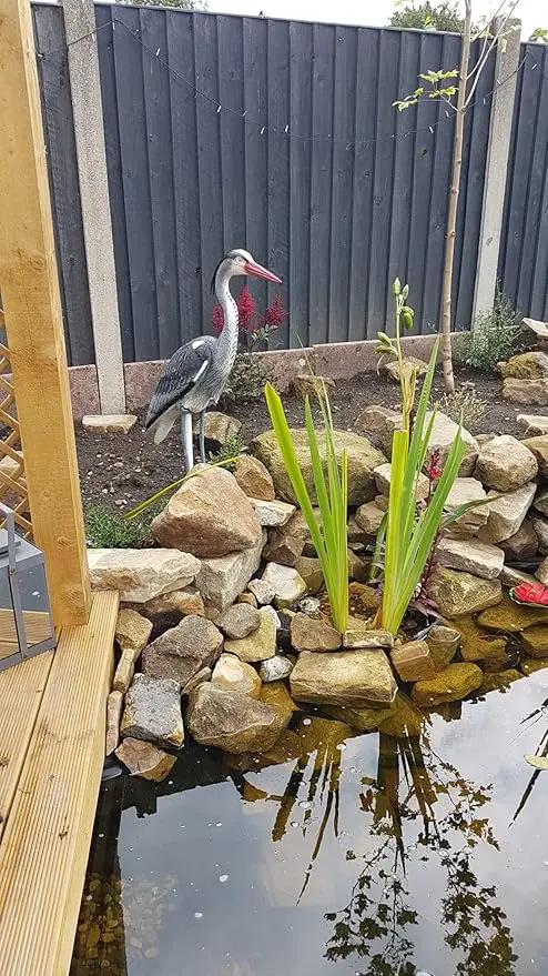 Blue Heron Decoy with Legs & Stake 30'' (76cm) Tall, Adult Blue Heron Statue for Backyard Koi Fish Ponds, Yards & Water Gardens by GreenHaven Gardens