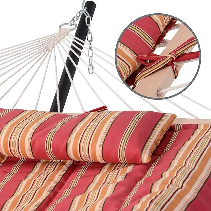 SUNCREAT Hammocks Portable Hammock with Stand, Hammock with Stand 2 Person Heavy Duty for Bedroom, Backyard, Patio, Balcony, Red Stripe by GreenHaven Gardens