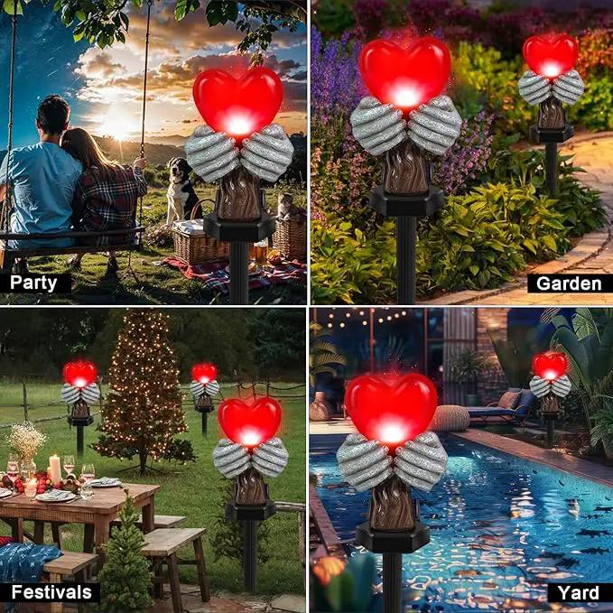 Solar Garden Lights Outdoor,Solar Red Heart Stake Lights,Garden Statue Lights Heart Lights Birthday Gifts for Women Mom Grandma Her,Valentine's Theme Decor for Lawn Yard Pathway Cemetery Porch by GreenHaven Gardens