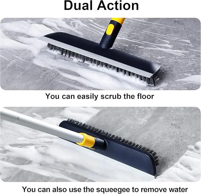 Yocada Floor Scrub Brush Telescopic Handle 2 in 1 Scrape Brush Stiff Bristle Shower Scrubber for Cleaning Patio Bathroom Garage Kitchen Wall Deck Tub Tile 55.9 inch Tall by GreenHaven Gardens