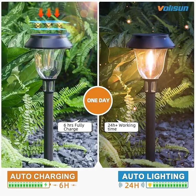 VOLISUN Solar Pathway Lights, 6 Pack LED Solar Lights Outdoor Waterproof,3200K Landscape Lighting,2 Brightness Mode Solar Path Lights,Landscape Lights,Solar Garden Lights for Yard Walkway Driveway by GreenHaven Gardens