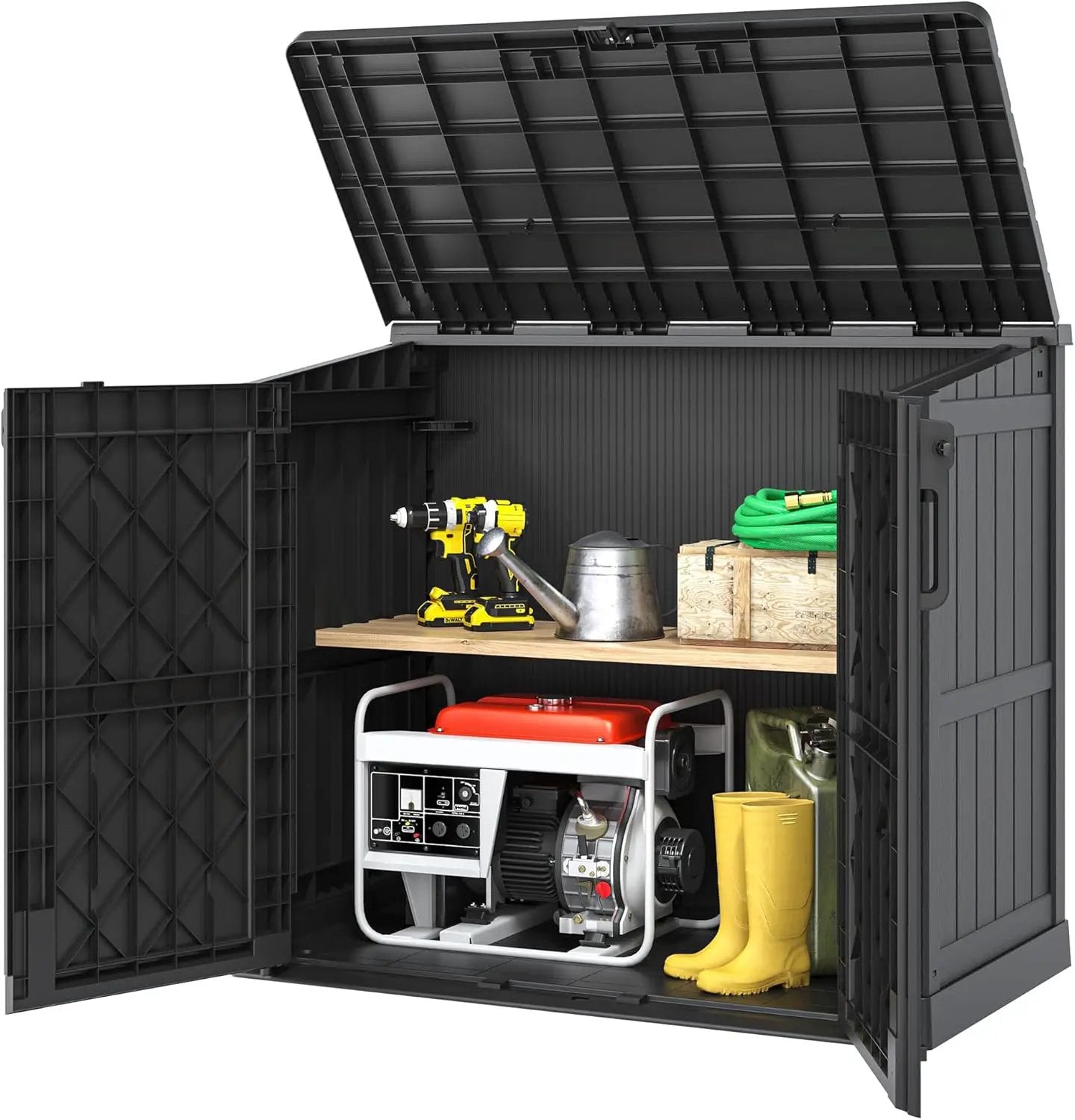 NUNU LAB Outdoor Storage Cabinet 36 Cu.Ft Garden Storage Shed Waterproof Lockable for Garden Hoses, Generator, and Lawn Mower by GreenHaven Gardens