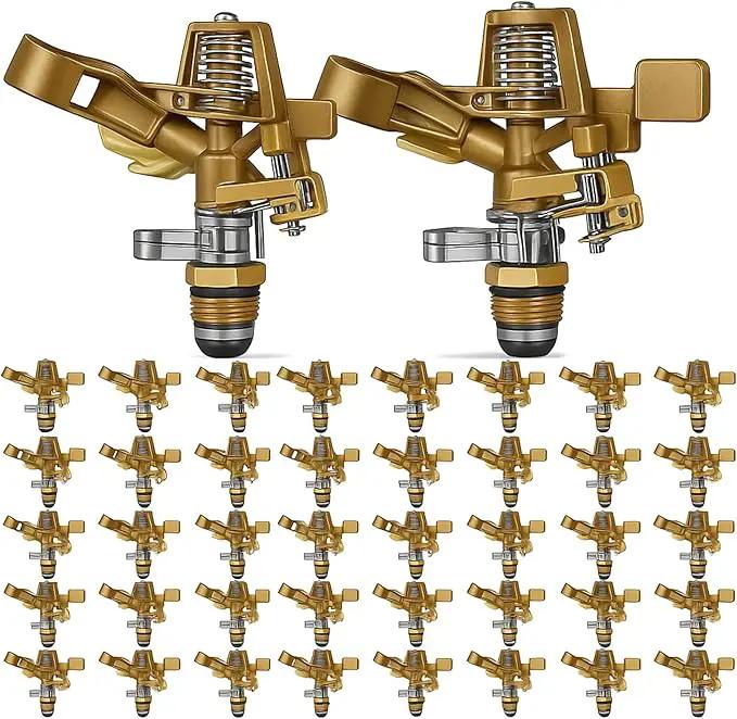 Ferraycle 40 Pieces 1/2 Inch Brass Impact Sprinkler Head with Nozzles Heavy Duty Adjustable 0-360 Degrees Impulse Sprinkler Head Lawn Watering for Yard Irrigation by GreenHaven Gardens