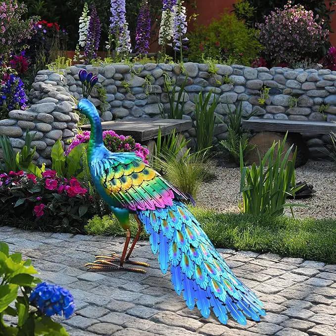 chisheen Peacock Statue Garden Decor Metal Peacock Yard Art Lawn Decoration Outdoor Sculpture for Women Mom by GreenHaven Gardens