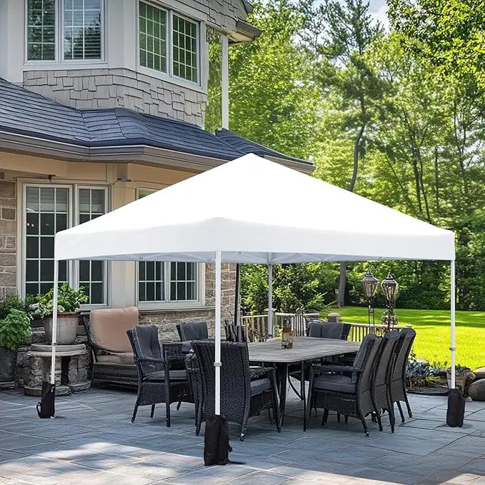Amazon Basics Outdoor Pop Up 10 x 10 Canopy Tent for Events, Portable with Easy Setup, One-Push, Includes Wheeled Carry Bag, 8 Pegs, 4 Ropes, 4 Weighted Bags, White by GreenHaven Gardens