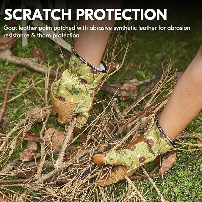 Vgo... 1Pair Gardening Gloves for Women, Goatskin leather Thorn Proof Working Gloves for Weeding, Digging, Raking, Pruning and Planting,Touchscreen (L,Light Green,GA7471) by GreenHaven Gardens