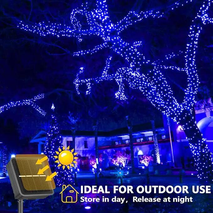 YEGUO 4 Pack Blue Solar Fairy Lights Outdoor Waterproof, Each 100 LED 33ft String Lights, 8 Modes Twinkle Lights by GreenHaven Gardens