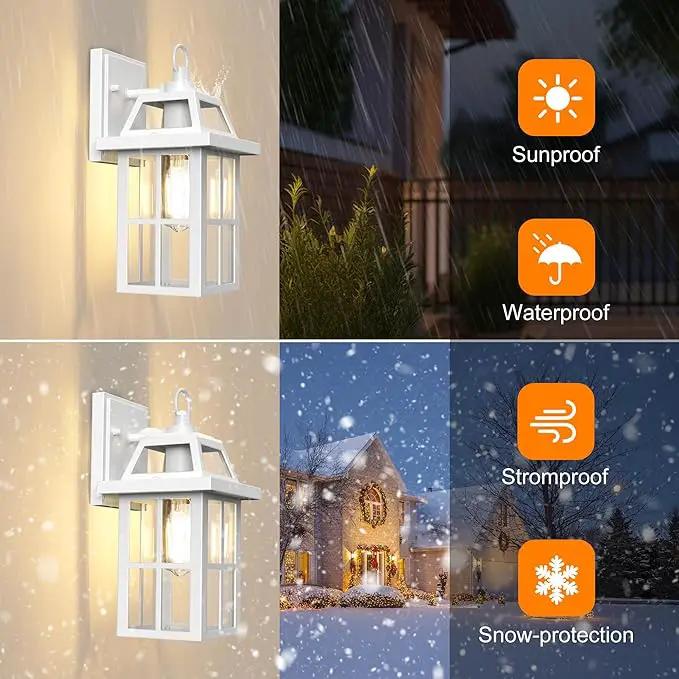 WIHTU Outdoor Light Fixture, White Porch Lights with Glass Shade, Waterproof Wall Sconce Light, Fixtures Exterior Wall Lighting, Aluminum Anti-Rust Front Door Lanterns by GreenHaven Gardens