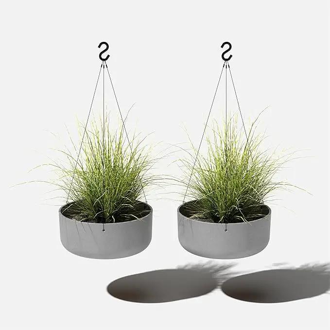 Veradek Mason Series Hanging Kona Planter - Round Planter for Outdoor Balcony/Patio | Made from Plastic-Stone Composite with Hanging Attachment | Modern Décor for, Flowers, Succulents, Small Plants by GreenHaven Gardens