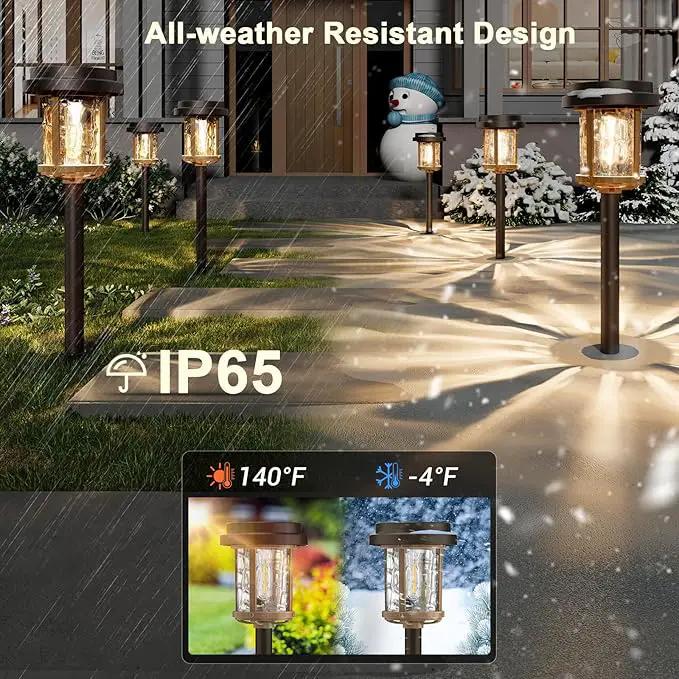 XMCOSY+ Solar Pathway Lights, Garden Solar Lights, 20 LM LED Glass Water Lens, IP65 Waterproof Solar Powered Light for Outside Driveway Walkway Landscape Backyard Sidewalk (‎Black & Brown) by GreenHaven Gardens
