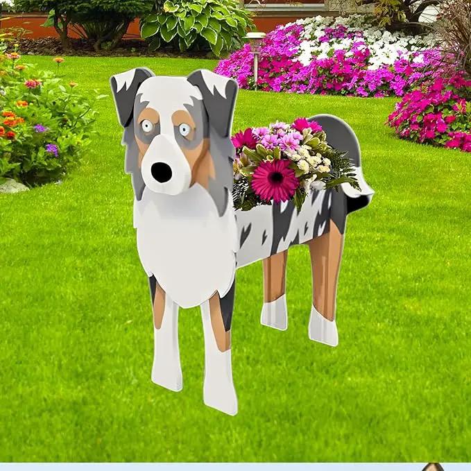 Australian Shepherd Dog Planter Plant Pots,Cute Garden Dog Flower Planter,Dog Planters Birthday Gifts for Women,Office,Indoor/Outdoor Decor（9.45 * 5.51 * 13.82in） by GreenHaven Gardens