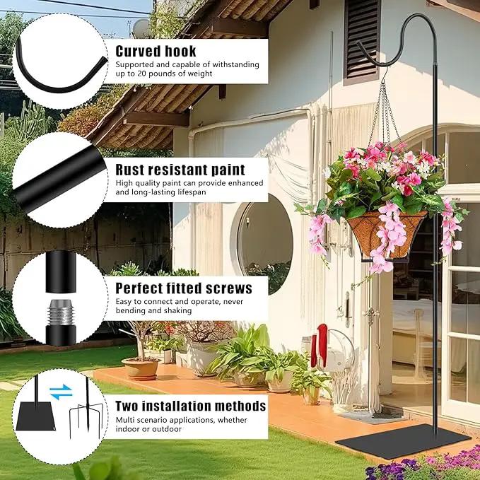 2 in 1 Hummingbird Feeder Stand, Adjustable 20-63 Inch Shepherds Hook for Outdoor Indoor, Wind Chime Stand Bird Feeder Pole with Base, 4 Prongs Base, Water Weight Bag(Wind Chime Not Include) by GreenHaven Gardens