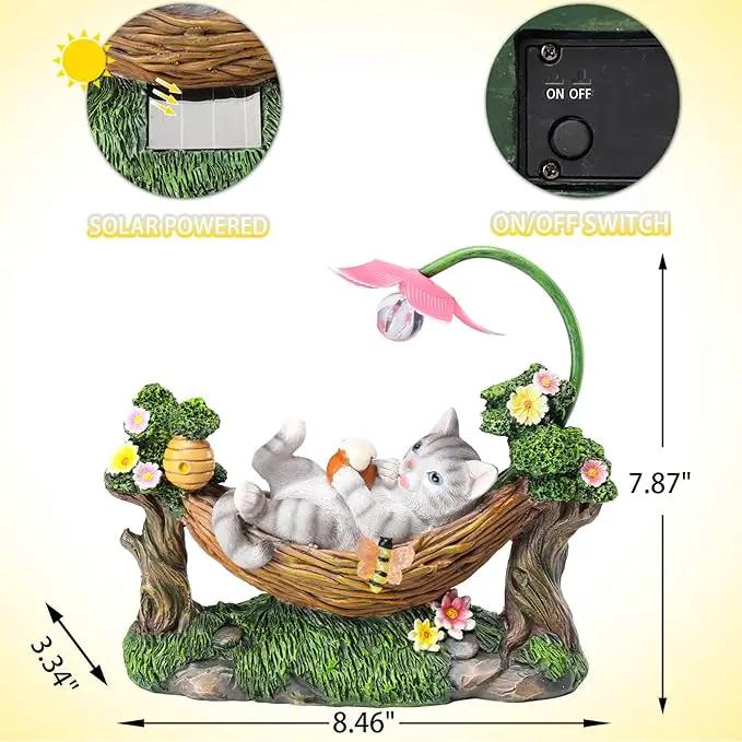 Afirst Solar Cat Statue Garden Figurine, Resin Figurine with Solar Lights Outdoor Decorations for Lawn, Patio, Balcony, Yard Ornament by GreenHaven Gardens