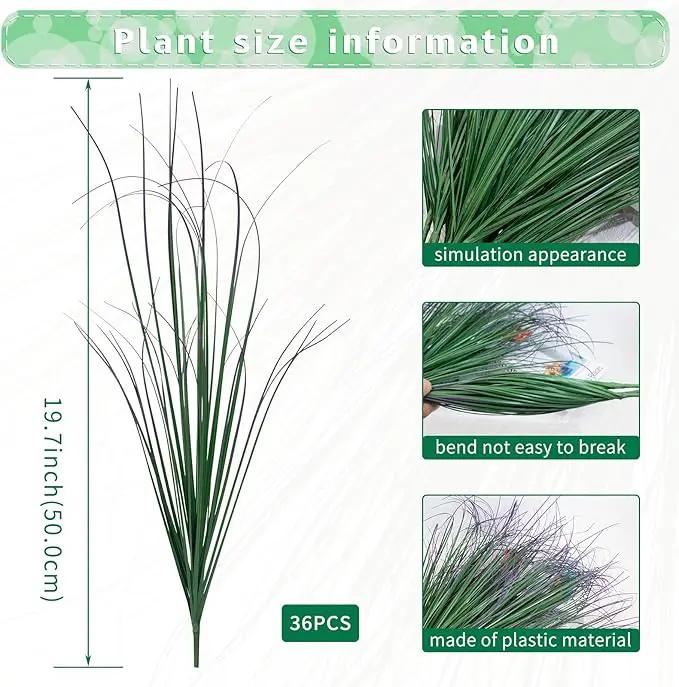 36Pcs Artificial Grass Plants, Faux Shrubs Wheat Grass, Artificial Tall Grass Fake Plants for Outdoor Decor,Artificial Greenery Stems Weed for Room Indoor Home Decor（Green Purple Tail） by GreenHaven Gardens