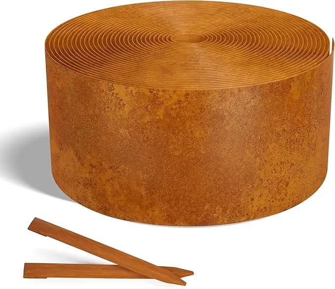 Worth Galvanized Steel Landscape Edging 4.5" x100' Metal Garden Edging Roll Flexible Bender Border with 31Pcs Stakes for Lawn, Flower Bed Edges, Rust-Like Color by GreenHaven Gardens