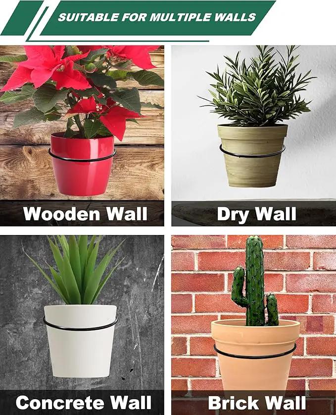 vensovo 6 Inch Metal Wall Mounted Plant Holder - 6 Pack Flower Pot Hanger Rings, Wall Planter Ring Holders Bracket Hooks Heavy Duty for Indoor and Outdoor Decor by GreenHaven Gardens
