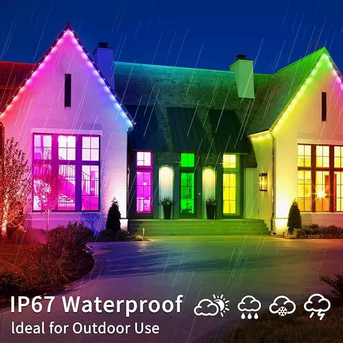 200ft Permanent Outdoor Lights,RGB Eaves Light with App Control Remote,DIY IP67 Waterproof Under Eave Lighting,Outside led Lights for Christmas,Garden,House Decorations by GreenHaven Gardens